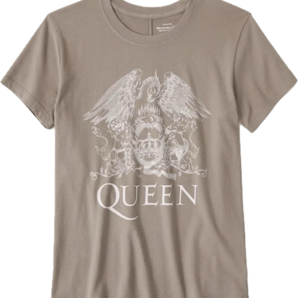 Abercrombie & Fitch A&F Queen Graphic Band Tee in taupe light brown Size M